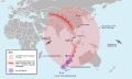 Theoretical search area as of 29 March 2014 (Simplified Chinese)/Kawasan carian secara teori pada 29 Mac 2014 (Cina Ringkas)/2014年3月29日时的理论搜索区域 (简体中文)