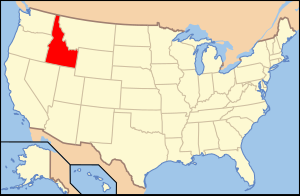 Map of the United States with Itaho highlighted