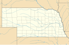 Mapa konturowa Nebraski, na dole po prawej znajduje się punkt z opisem „Plymouth”