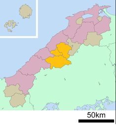 Kaart van Shimane met het district Ochi gemarkeerd