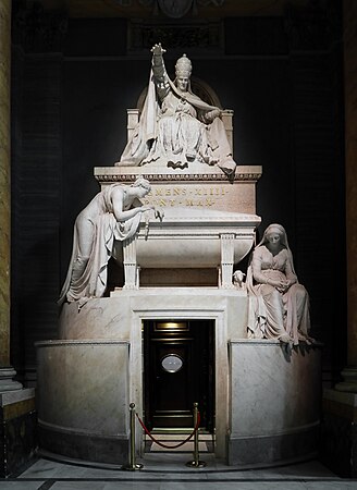 Påve Clemens XIV:s gravmonument i kyrkan Santi Apostoli i Rom, utfört 1783–1787 av Antonio Canova.