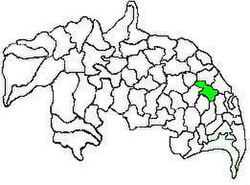 Mandal map of Guntur district showing Tenali mandal (in green)