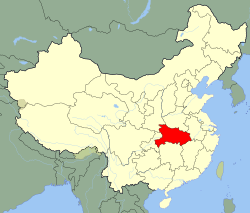 Местоположение на Хубей на картата на Китай