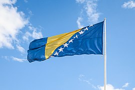 Flag of Bosnia and Herzegovina in White Fortress, Sarajevo.jpg