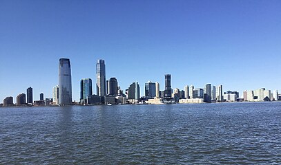 Skyscrapers in Jersey City, one of the most ethnically diverse cities in the world[152][153]