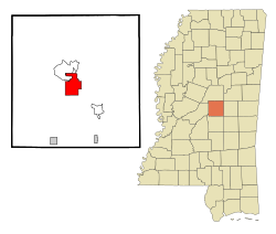 Location of Carthage, Mississippi