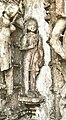 An idol of a Śvetāmbara monk wearing colpattā carved on the outer walls of a Jain temple at Pavagadh Hill