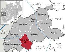 Läget för kommunen Schwalmtal i Viersen