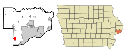 Location of Blue Grass, Iowa