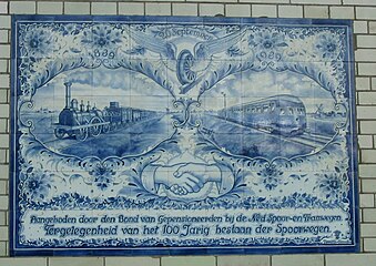 Tile tablet 100 years railroad, Haarlem (NL)