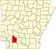 Map of Arkansas highlighting Nevada County