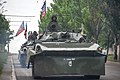 2015年頓涅茨克的俄羅斯軍隊，坦克前寫著Съ нами Богъ