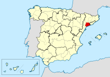 The Archdiocese of Tarragona in red.