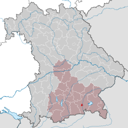 Rosenheims läge i Bayern