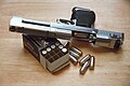 The Desert Eagle is a gas-operated, semi-automatic pistol using a rotating bolt.[12]