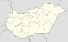 Mapa konturowa Węgier, po lewej znajduje się punkt z opisem „Csesznek”
