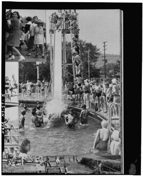 File:Photocopy of photograph (from booklet by Endicott Johnson- 70 Years of Mutual Respect and Confidence) showing SEVERAL SEVERAL PHOTOS OF POOL ACTIVITIES - Charles F. Johnson Pool, HAER NY,4-JOCI,1A-5.tif