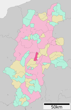 Location of Okaya in Nagano Prefecture