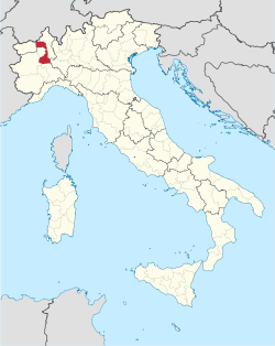 韋爾切利省在意大利的位置