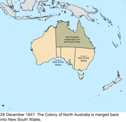 Map of British claims to Australia; for details, refer to adjacent text