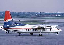 Fairchild F-27 der Air South auf dem Flughafen Atlanta, April 1974