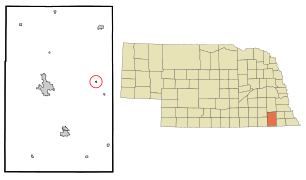 Gage County Nebraska Incorporated and Unincorporated areas Filley Highlighted.svg