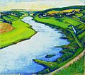 Image 8Nico Klopp: Loop in the Moselle at Greiveldange with Stadtbredimus (1930) (from Culture of Luxembourg)