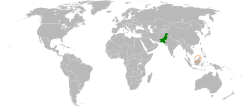 Map indicating locations of Pakistan and Brunei
