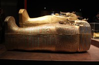 Replicas of the coffins of Tutankhamun, c. 1355–134 BC. The originals are in the Egyptian Museum, Cairo.