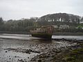 The concrete ship the 'SS Creteboom' in the River Moy.