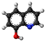 Ball-and-stick model of the 8-hydroxyquinoline molecule