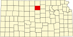 State map highlighting Mitchell County