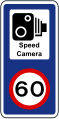 Speed camera ahead, reminder of speed limit is 60 km/h