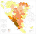 Удео Хрвата у Босни и Херцеговини по општинама 1981. године