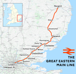 Great Eastern Main Line op de kaart