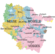 Map of the Duchy of Lorraine (1756) within the modern region.