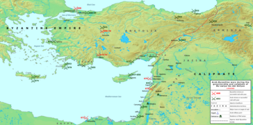 Arab-Byzantine Wars during Muawiya's governorship and caliphate.png