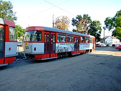 Ehemalige Hallenser Tatra T4D in Arad…