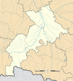 Mapa konturowa Górnej Garonny, na dole po lewej znajduje się punkt z opisem „Guran”