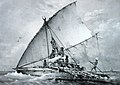 Image 26An Austronesian outrigger canoe; Malagasy vahoaka "people" is from Proto-Malayo-Polynesian *va-waka "people of the canoe". The Vahoaka Ntaolo, the first Austronesian ancestors of the Malagasy, probably used similar canoes to reach the great island from the Sunda Islands (from History of Madagascar)