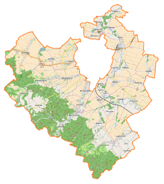 Mapa konturowa gminy wiejskiej Świdnica, w centrum znajduje się punkt z opisem „Pałac w Witoszowie Dolnym”