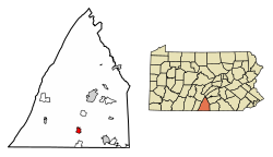 Location of Greencastle in Franklin County, Pennsylvania.