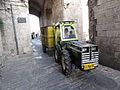 A typical garbage truck in the old city of Jerusalem, Israel