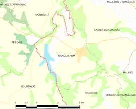 Mapa obce Monguilhem