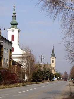 Main street with Calvinist and the abandoned Lutheran Church