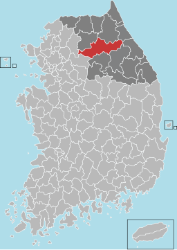 Läge i Gangwon och Sydkorea