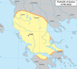 Pascialato di Giannina (SQ) Pashallëku i Janinës (EL) Πασαλίκι των Ιωαννίνων - Localizzazione