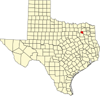 Map of Texas highlighting Rains County