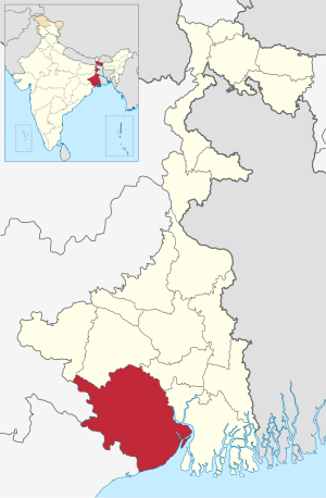 Location of Midnapore district in West Bengal