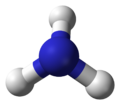 Amoniak-moleküülmodel Stikstoof (blä) Weederstoof (witj)